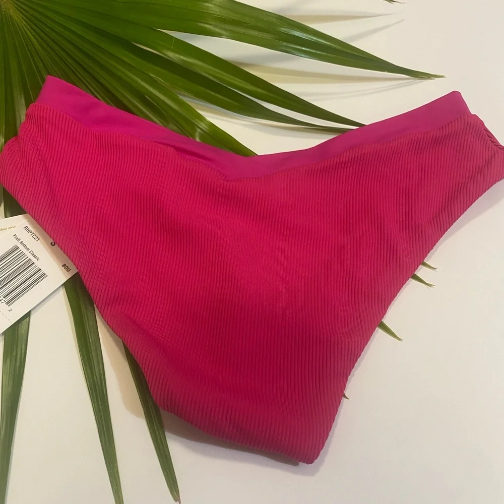 L*Space Swim Pratt Ribbed‎ Bikini Bottom Classic, Bougainvillea, Size X-Small